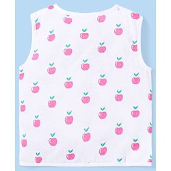 Babyhug 100% Cotton Woven Sleeveless Polka Dots & Apple Printed Front Open Jhablas Pack of 3 - White Yellow & Pink