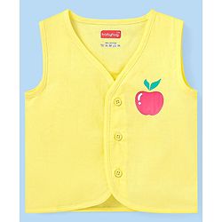 Babyhug 100% Cotton Woven Sleeveless Polka Dots & Apple Printed Front Open Jhablas Pack of 3 - White Yellow & Pink