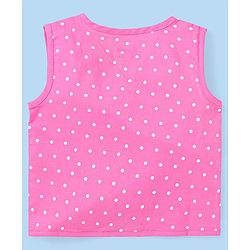 Babyhug 100% Cotton Woven Sleeveless Polka Dots & Apple Printed Front Open Jhablas Pack of 3 - White Yellow & Pink