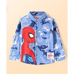 Babyhug Marvel Single Jersey Knit Full Sleeves Shirt With Spiderman Graphcis & Inner Sleeveless T-Shirt - Light Blue & White