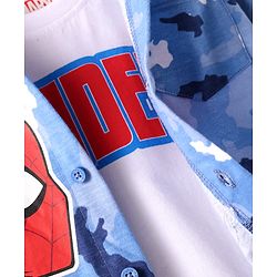 Babyhug Marvel Single Jersey Knit Full Sleeves Shirt With Spiderman Graphcis & Inner Sleeveless T-Shirt - Light Blue & White