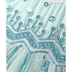 Babyhug Woven Three Fourth Sleeves Floral & Sequin Embroidered Ethnic Dress - Aqua Blue