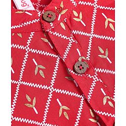 Babyhug Cotton Woven Full Sleeves Foil Printed Kurta Dhoti Set - Red