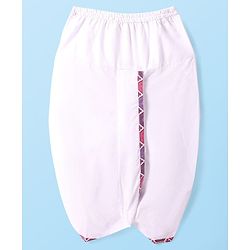 Babyhug Cotton Woven Cambric  Schiffly Embroidered Full Sleeves  Dhoti Kurta Set - Pink & White