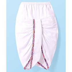 Babyhug Cotton Woven Cambric  Schiffly Embroidered Full Sleeves  Dhoti Kurta Set - Pink & White