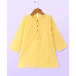 Babyhug Cambric Woven Full Sleeves Embroidery Kurta & Dhoti Set - Yellow