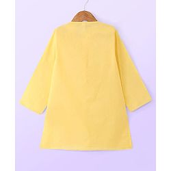 Babyhug Cambric Woven Full Sleeves Embroidery Kurta & Dhoti Set - Yellow