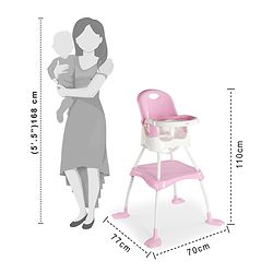 Babyhug Urban 4 in 1 High Chair With 3 Point Safety Harness And Anti-Slip Base - Pink