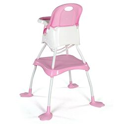 Babyhug Urban 4 in 1 High Chair With 3 Point Safety Harness And Anti-Slip Base - Pink