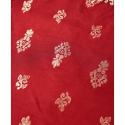 Babyhug Woven Half Sleeves Brocade Lehenga Choli & Dupatta Set with Sequin Detailing - Maroon