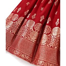 Babyhug Woven Half Sleeves Brocade Lehenga Choli & Dupatta Set with Sequin Detailing - Maroon