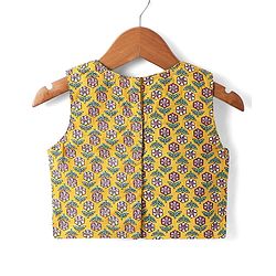 Babyhug Woven Sleeveless Floral Printed & Lace Detailing Lehenga Choli Set With Dupatta - Yellow