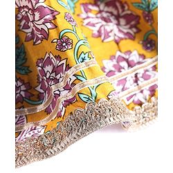 Babyhug Woven Sleeveless Floral Printed & Lace Detailing Lehenga Choli Set With Dupatta - Yellow