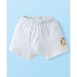 Babyhug 100% Cotton Single Jersey Knit Trunks With Stripes & Lion Print Pack Of 3 - White & Light Green