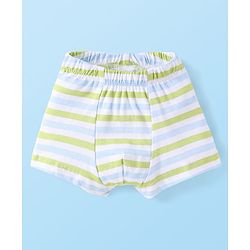 Babyhug 100% Cotton Single Jersey Knit Trunks With Stripes & Lion Print Pack Of 3 - White & Light Green