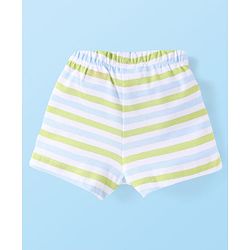 Babyhug 100% Cotton Single Jersey Knit Trunks With Stripes & Lion Print Pack Of 3 - White & Light Green