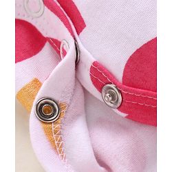 Babyhug 100% Cotton Knit Frill Sleeves Heart Printed Onesie - White & Red