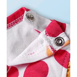 Babyhug 100% Cotton Knit Frill Sleeves Heart Printed Onesie - White & Red
