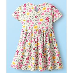 Babyhug Single Jersey Knit Half Sleeves Floral & Polka Dot Printed Frocks With Bow Applique Pack of 2 - Red & White