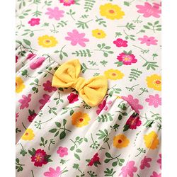 Babyhug Single Jersey Knit Half Sleeves Floral & Polka Dot Printed Frocks With Bow Applique Pack of 2 - Red & White