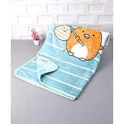 Babyhug Premium Embossed Mink Blanket Kitty Print - Light Green