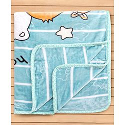 Babyhug Premium Embossed Mink Blanket Kitty Print - Light Green