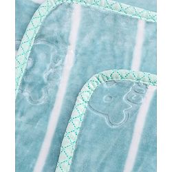 Babyhug Premium Embossed Mink Blanket Kitty Print - Light Green