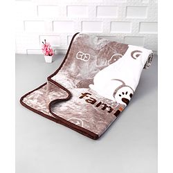 Babyhug Premium Embossed Mink Blanket Kitty Print - Light Green