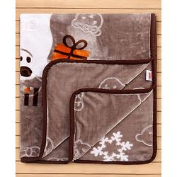Babyhug Premium Embossed Mink Blanket Kitty Print - Light Green