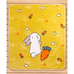 Babyhug Premium Embossed Mink Blanket Rabbit Print - Yellow