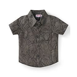 Babyhug Cotton Woven Half Sleeves Leaf Printed Shirt & Denim Shorts Set - Brown