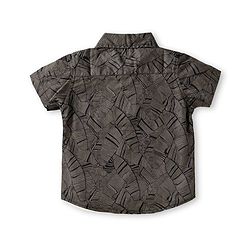 Babyhug Cotton Woven Half Sleeves Leaf Printed Shirt & Denim Shorts Set - Brown