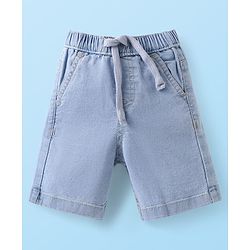 Babyhug Cotton Woven Half Sleeves Tree Printed Shirt & Denim Shorts Set - White & Light Blue