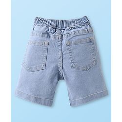 Babyhug Cotton Woven Half Sleeves Tree Printed Shirt & Denim Shorts Set - White & Light Blue