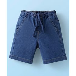 Babyhug Cotton Woven Half Sleeves Sea Life Printed Shirt & Denim Shorts -  White & Blue