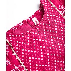 Babyhug Cotton Woven Three Fourth Sleeves Kurta & Churidar with Dupatta Floral Print - Dark Pink