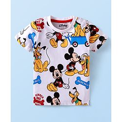 Babyhug Disney Single Jersey Knit Half Sleeves T-Shirts with Mickey & Pluto Graphics Pack of 3 - Green White & Red