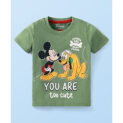 Babyhug Disney Single Jersey Knit Half Sleeves T-Shirts with Mickey & Pluto Graphics Pack of 3 - Green White & Red