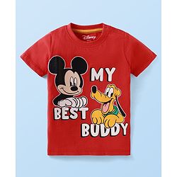 Babyhug Disney Single Jersey Knit Half Sleeves T-Shirts with Mickey & Pluto Graphics Pack of 3 - Green White & Red