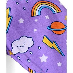 Babyhug Cotton Knit Half Sleeves Pyjama Night Suit with Rainbow Print - Lilac