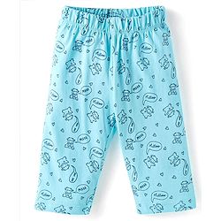 Babyhug Cotton Knit Full Sleeves Front Open Night Suit With Moo Print - Blue