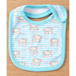 Babyhug Interlock Cotton Bibs Monkey Print Pack of 3 - Blue