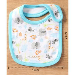 Babyhug Interlock Cotton Bibs Monkey Print Pack of 3 - Blue