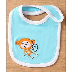 Babyhug Interlock Cotton Bibs Monkey Print Pack of 3 - Blue