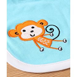Babyhug Interlock Cotton Bibs Monkey Print Pack of 3 - Blue