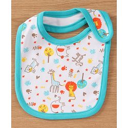 Babyhug Interlock Cotton Bibs Monkey Print Pack of 3 - Blue