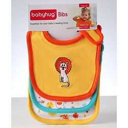 Babyhug Interlock Cotton Bibs Monkey Print Pack of 3 - Blue