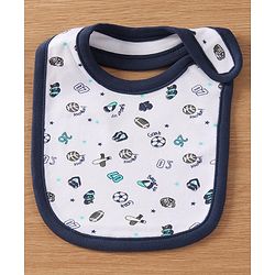 Babyhug Interlock Cotton Bibs Monkey Print Pack of 3 - Blue
