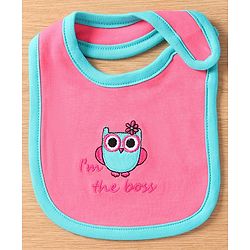 Babyhug Interlock Cotton Bibs Monkey Print Pack of 3 - Blue