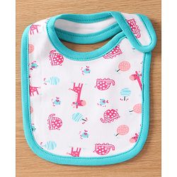 Babyhug Interlock Cotton Bibs Monkey Print Pack of 3 - Blue